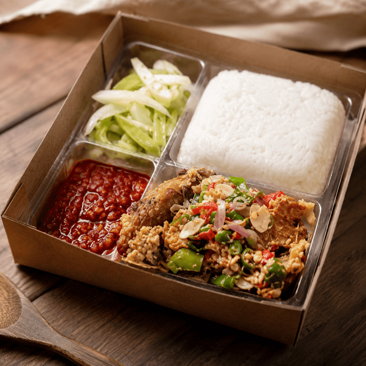 Paket Nasi Box Ikan Sambal Dabu-Dabu